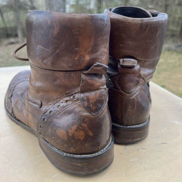 Bed Stu Cobbler Series Dark Brown Combat Boots Size 9 Distressed Rustic Chuka main image 5